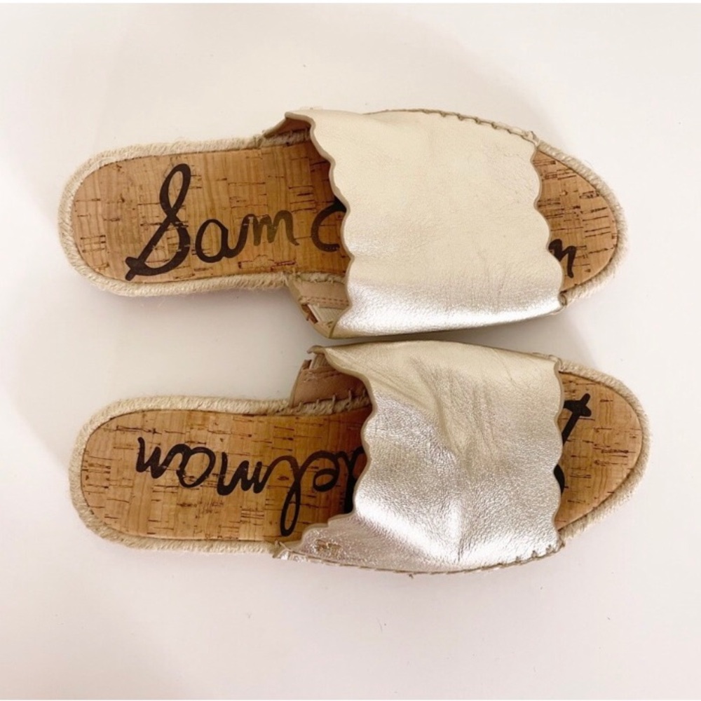 Sam Edelman Gold Shimmer Scallop Leather Sandals